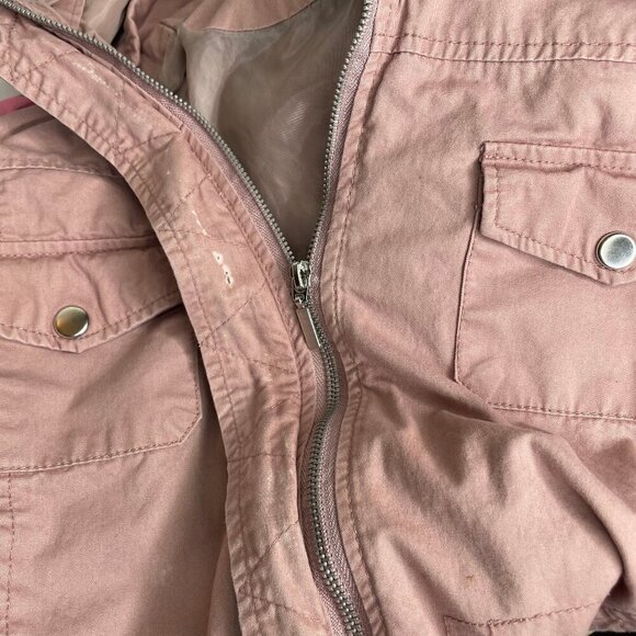 Outer Edge Women's Pink Utility Canvas Windbreaker Jacket w/Drawsting Hoodie XL - Picture 4 of 8